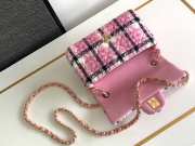 Chanel Mini Classic Handbag Pink Cotton & Wool Tweed A69900 20cm - 4