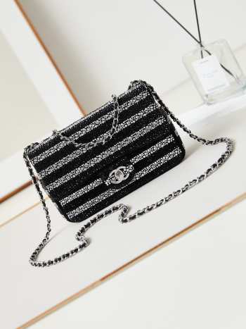 Chanel Evening Bag Silver-Tone Metal Black & Silver AS4297 21cm