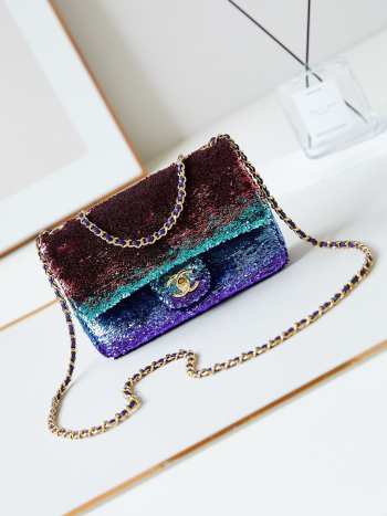 Chanel Small Flap Bag Gradient Sequins Multicolour AS4561 21cm