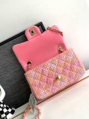 Chanel Mini Flap Bag Tweed Orange & Pink A69900 20cm - 4