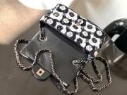 Chanel Mini Flap Bag Sequins & Ruthenium-Finish Metal Black, White & Blue 20cm - 5