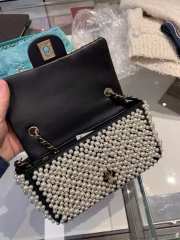 Chanel Pearl Mini Flap Bag Satin White Black - 5