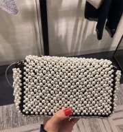 Chanel Pearl Mini Flap Bag Satin White Black - 3