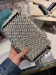 Chanel Pearl Mini Flap Bag Satin White Black - 2