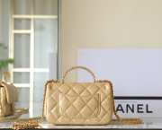 Chanel Gold Lambskin Flap Bag Top Handles 19cm - 4