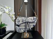 Dior Canvas Embroidered Toile de Jouy Saddle Bag Blue 25.5cm - 1