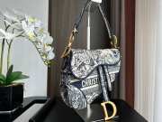 Dior Canvas Embroidered Toile de Jouy Saddle Bag Blue 25.5cm - 5