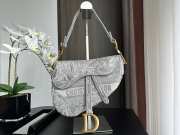 Dior Canvas Embroidered Toile de Jouy Saddle Bag Grey 25.5cm - 1