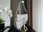 Dior Canvas Embroidered Toile de Jouy Saddle Bag Grey 25.5cm - 3