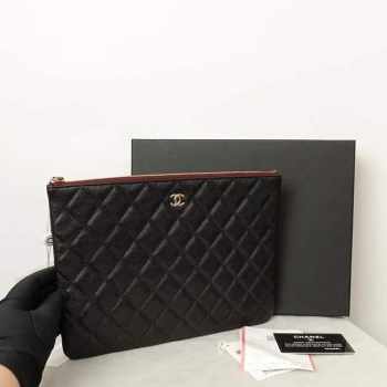 Chanel Classic Zipped Pouch AP4021 Black Caviar 27.5cm