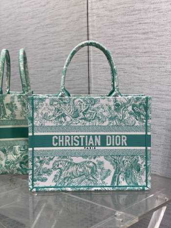 Dior Medium Dioriviera Dior Book Tote Aquamarina Toile de Jouy Embroidery 36cm