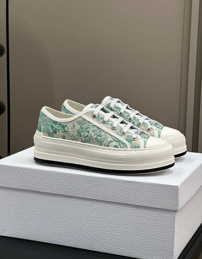 Dior Walk'n'Dior Platform Sneaker Cotton Embroidered with Aquamarina Toile de Jouy Sauvage Motif - 1