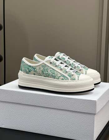 Dior Walk'n'Dior Platform Sneaker Cotton Embroidered with Aquamarina Toile de Jouy Sauvage Motif