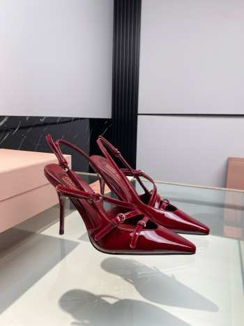 Miumiu Patent Red Leather Slingbacks With Buckles 10.5cm