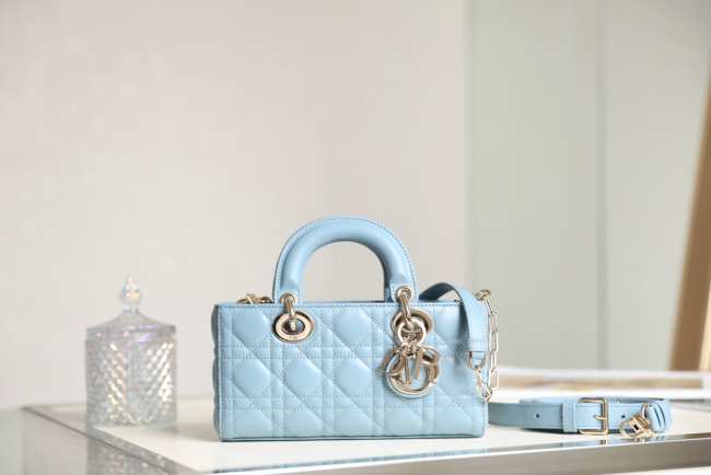 Dior Small Lady D-Joy Bag Placid Blue Cannage Lambskin Size 22cm - 1