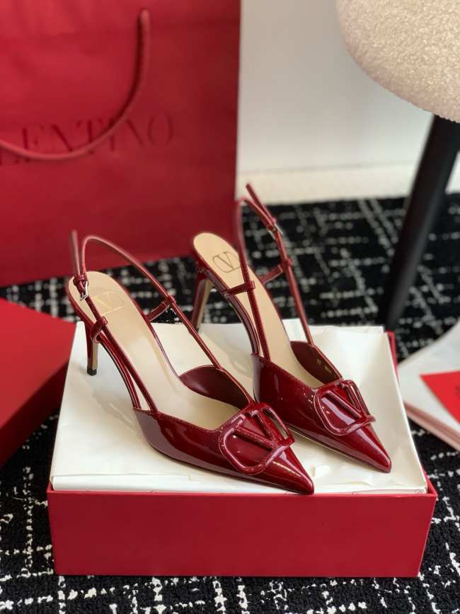 Valentino Vlogo Signature Patent Leather Slingback Pump 80mm Red - 1