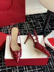 Valentino Vlogo Signature Patent Leather Slingback Pump 80mm Red - 6