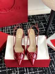 Valentino Vlogo Signature Patent Leather Slingback Pump 80mm Red - 2