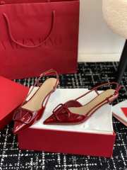 Valentino Vlogo Signature Patent Leather Slingback Pump 40mm Red - 3