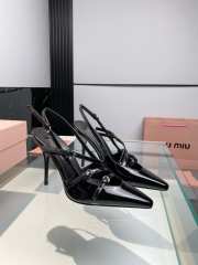 Miumiu Patent Black Leather Slingbacks With Buckles 10.5cm - 1