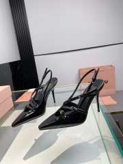 Miumiu Patent Black Leather Slingbacks With Buckles 10.5cm - 6