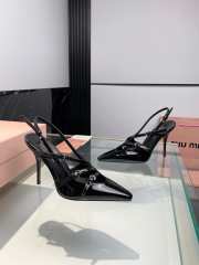 Miumiu Patent Black Leather Slingbacks With Buckles 10.5cm - 5