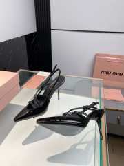 Miumiu Patent Black Leather Slingbacks With Buckles 10.5cm - 4