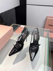 Miumiu Patent Black Leather Slingbacks With Buckles 10.5cm - 3