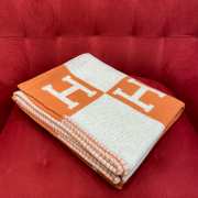 Hermes Avalon Throw Blanket Ecru/Potiron - 3