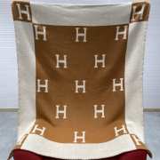 Hermes Avalon Throw Blanket Ecru/Camel - 1