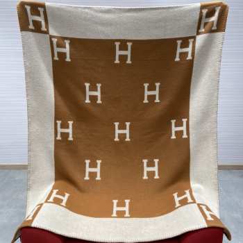 Hermes Avalon Throw Blanket Ecru/Camel