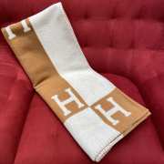 Hermes Avalon Throw Blanket Ecru/Camel - 6