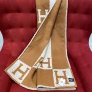 Hermes Avalon Throw Blanket Ecru/Camel - 5