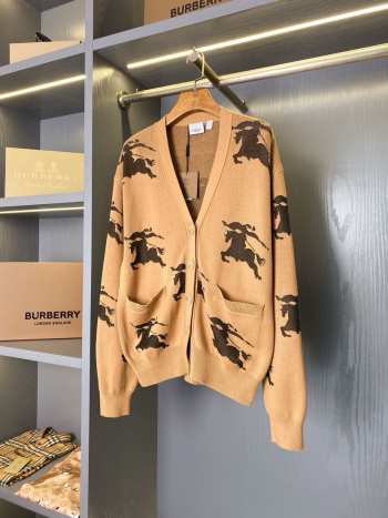 Burberry EKD Cotton Silk Cardigan Camel