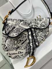 Dior Canvas Embroidered Plan De Paris Printed Saddle Bag 25.5cm - 6