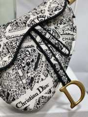 Dior Canvas Embroidered Plan De Paris Printed Saddle Bag 25.5cm - 2