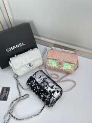 Chanel Sequins Flap Bag in Pink 20cm - 4