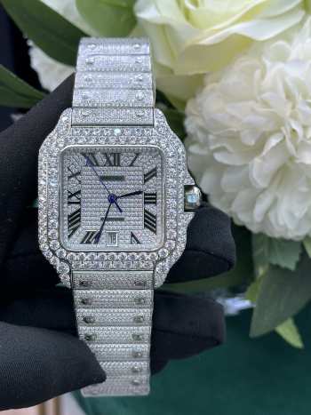 Cartier Automatic ICED OUT Square Moissanite Watch 40mm