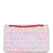 Chane Medium Classic Double Flap Multicolor Tweed Light Gold Hardware 25cm - 4