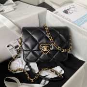 Chanel Heart Mini Flap Bag Black Lambskin Antique Gold Hardware 18cm - 1