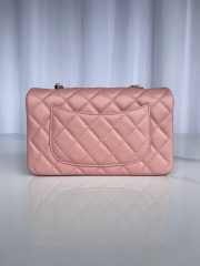 Chanel Flap Bag Lambskin Pink with Silver Hardware 20CM - 5