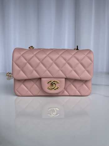 Chanel Flap Bag Lambskin Pink with Gold Hardware 20CM