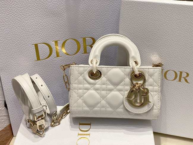 Dior Lady D-Joy Micro Bag White Patent Cannage Calfskin 16cm - 1