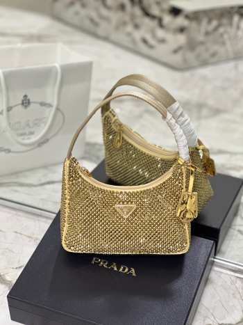 Prada Satin Crystal Mini-Bag Gold 23cm