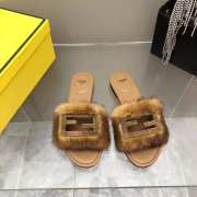 Fendi Signature Brown Mink Slides - 1