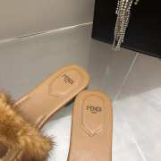 Fendi Signature Brown Mink Slides - 6