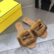 Fendi Signature Brown Mink Slides - 4