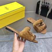 Fendi Signature Brown Mink Slides - 2