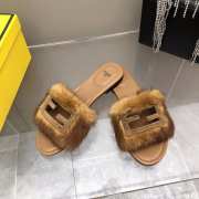 Fendi Signature Brown Mink Slides - 3