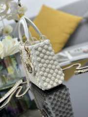 Dior Lady Mini Embroidery White Pearl 17cm - 5